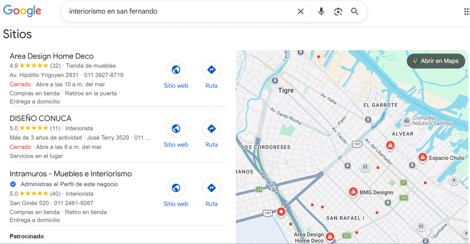 Resultados en Google
